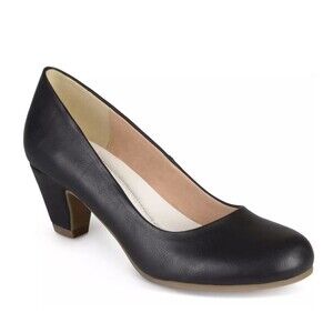 Journee Collection Womens 9.5 M Black Faux Leather Luu Slip On Heels NIB HG9